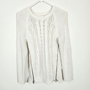 Michael Kors | New Zipper Detail Knit Sweater White Ivory Medium
